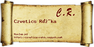 Czvetics Réka névjegykártya